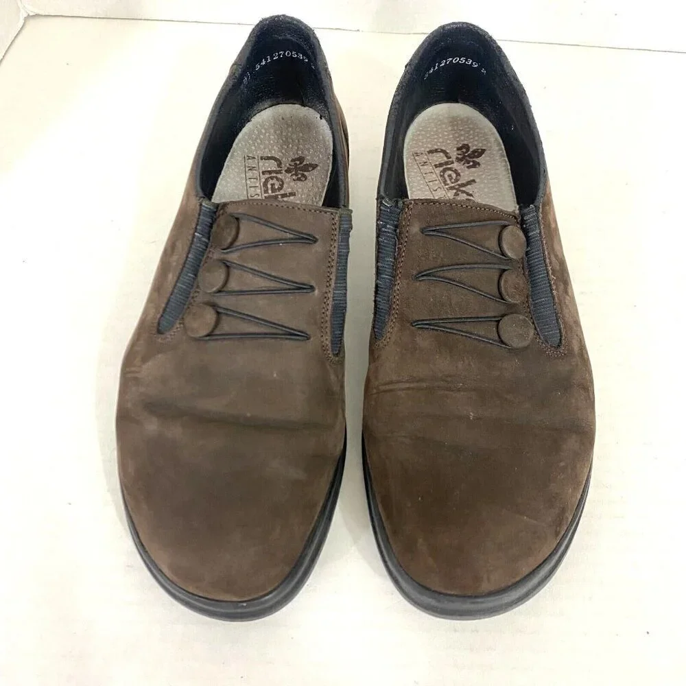 Rieker Antistress Brown Leather Loafers Womens Size 8.5 US Slip On Shoes EUR 39‎